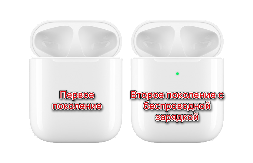 Различия зарядных кейсов от наушников AirPods 1-го и 2-го поколения