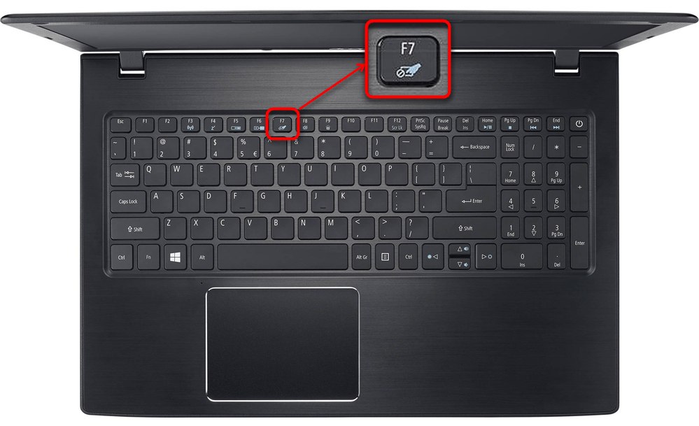 Отключение тачпада ноутбука Acer через сочетание клавиш на клавиатуре