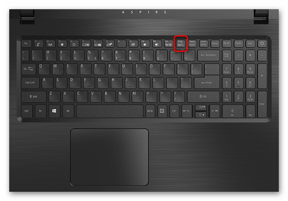 Пример расположения клавиши Print Screen у ноутбука Acer