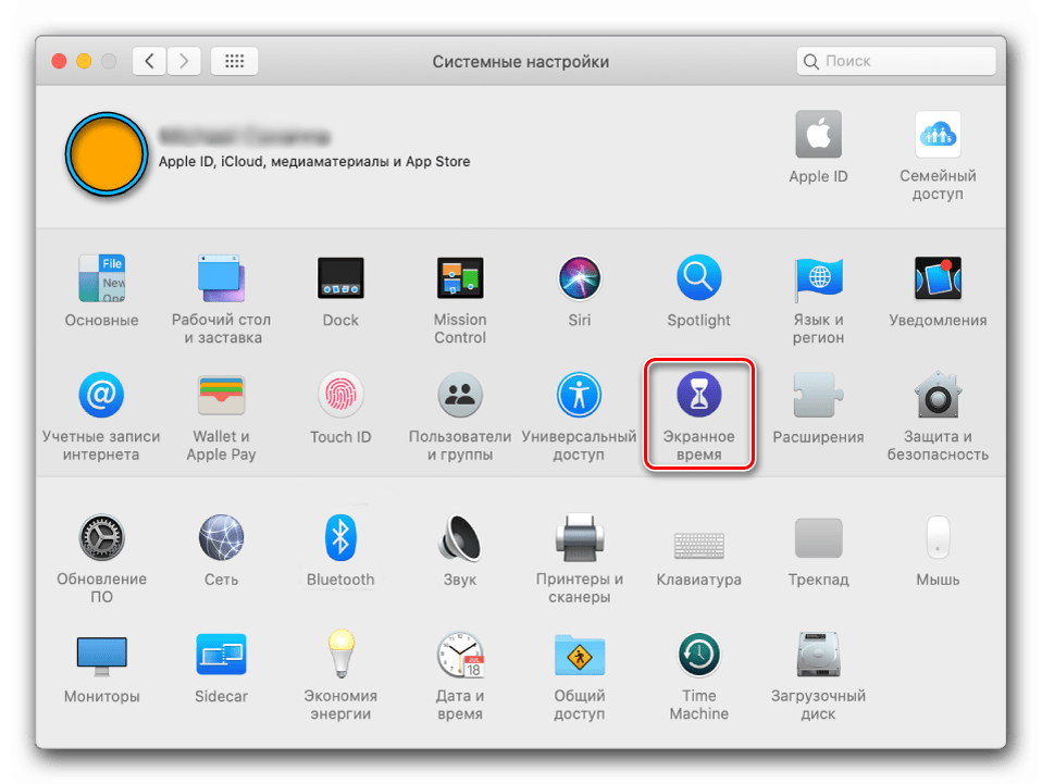 Перейти к управлению Экранным временем в системных настройках macOS