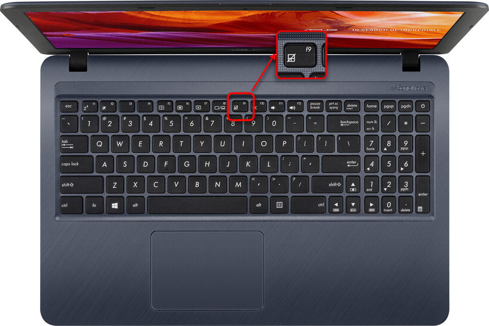 Альтернативный вариант включения тачпада горячей клавишей на ноутбуке ASUS