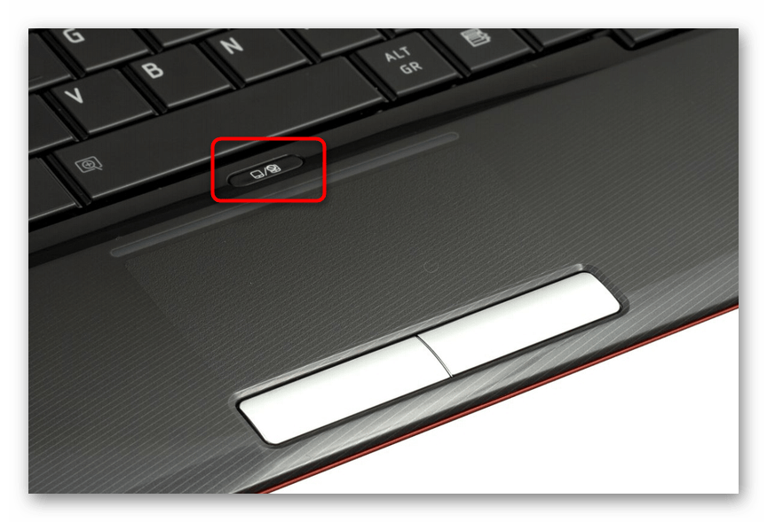 Кнопка для включения и отключения тачпада над тачпадом у ноутбука HP