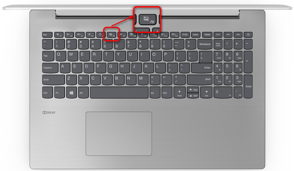 Включение тачпада на офисном ноутбуке Lenovo при помощи горячей клавиши