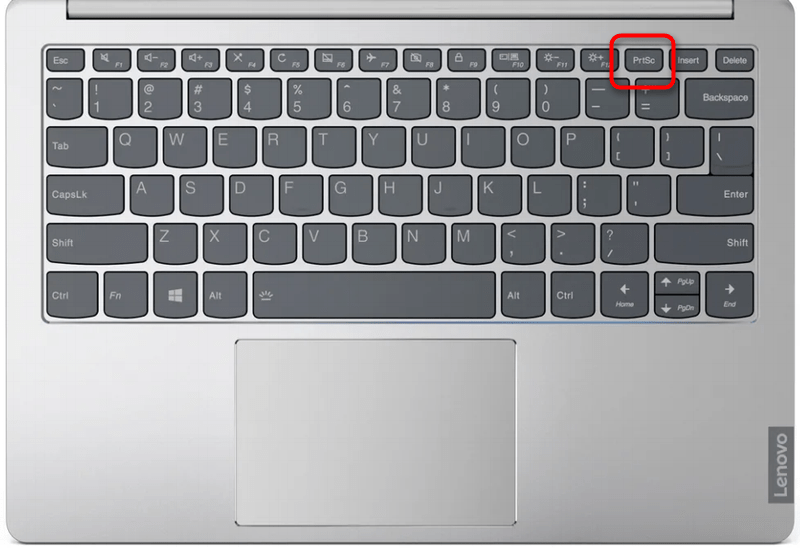 Пример расположения клавиши Print Screen у ноутбука Lenovo