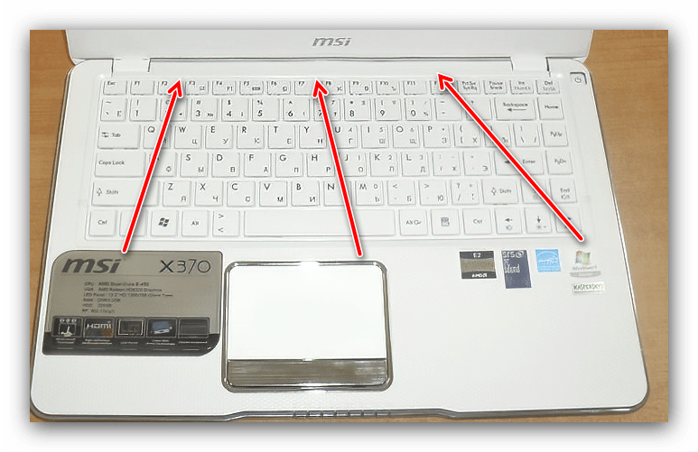 Отщёлкнуть клавиатуру для разборки ноутбука MSI X370 MS-1356