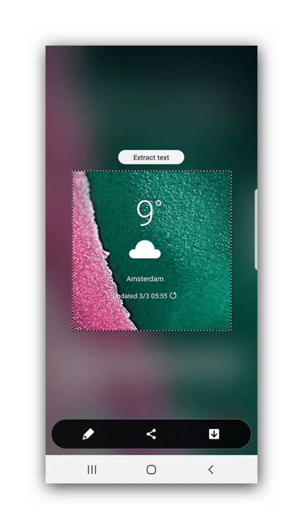 Средство редактирования снимка для снятия скриншотов в Samsung Galaxy S20