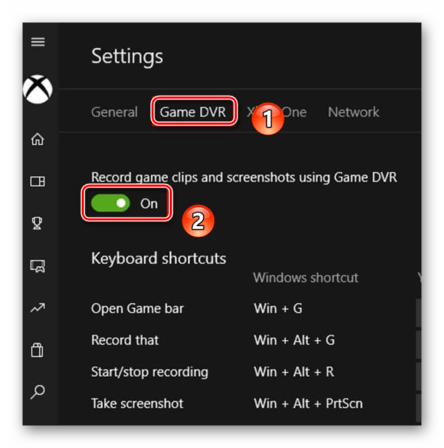 Отключение функции DVR для игр в приложении на Windows 10