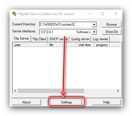Открыть параметры Tftp для настройки сервера установки Windows 10 по сети
