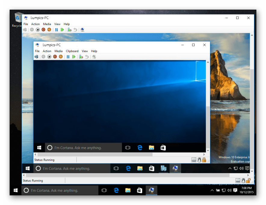 Пример работы функции Hyper-V в Windows 10 Education