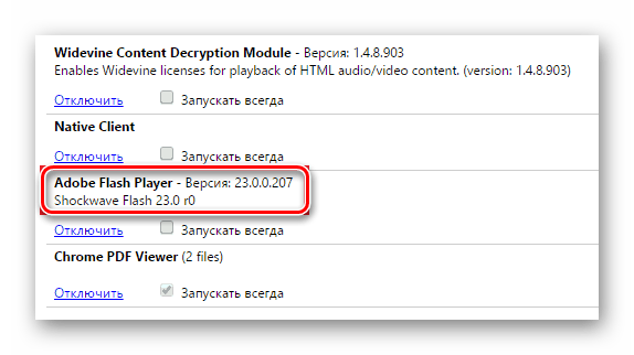Просмотр версии Adobe Flash Player в браузере Google Chrome