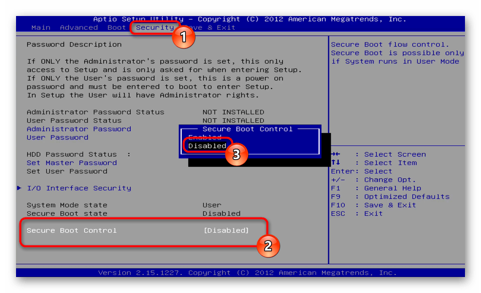 Отключение Secure Boot в BIOS