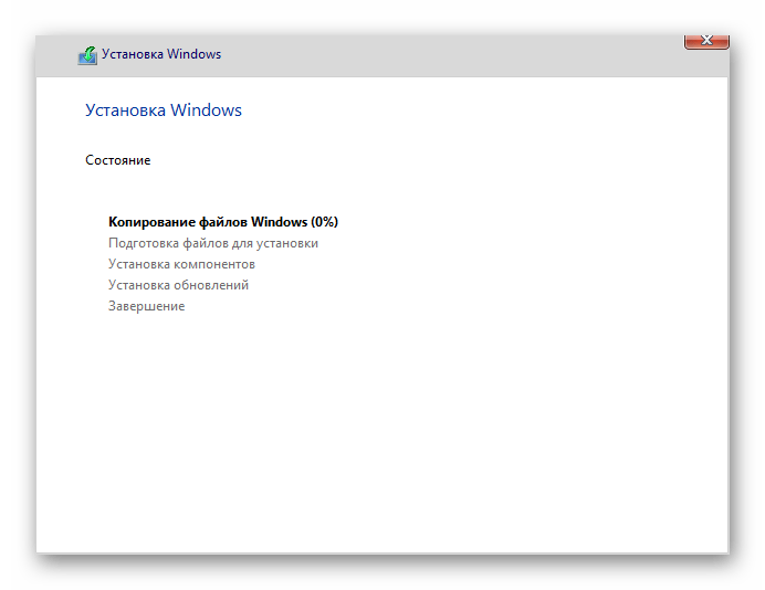 Автоматический процесс установки Windows 10