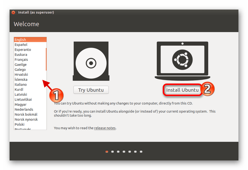 Выбор языка и полноценная установка убунты вместе с операционной системой Виндовс 10