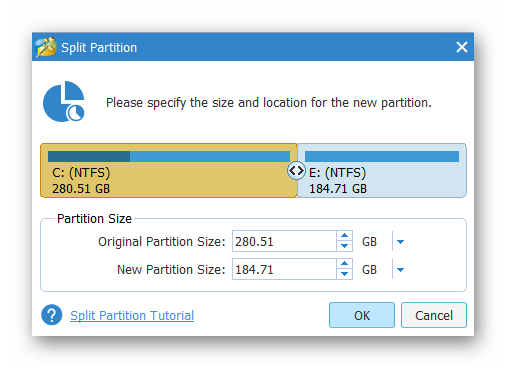 Настройка размеров томов в MiniTool Partition Wizard