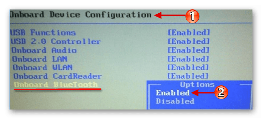 Включение блютуза с помощью биос в виндовс 10