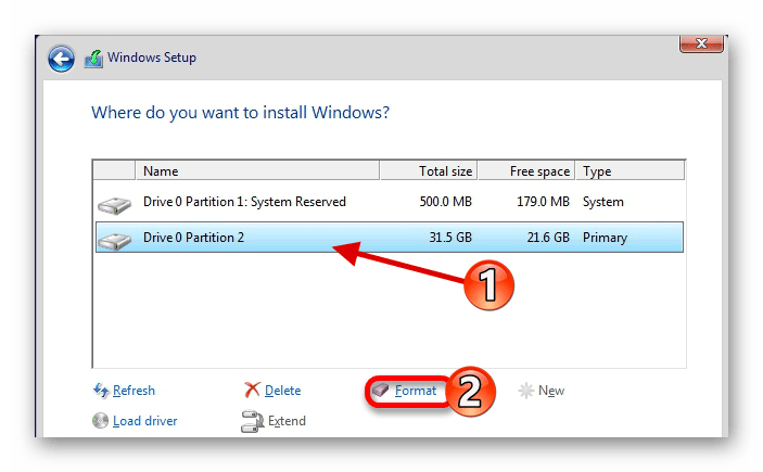 Форматирование раздела при переустановке виндовс