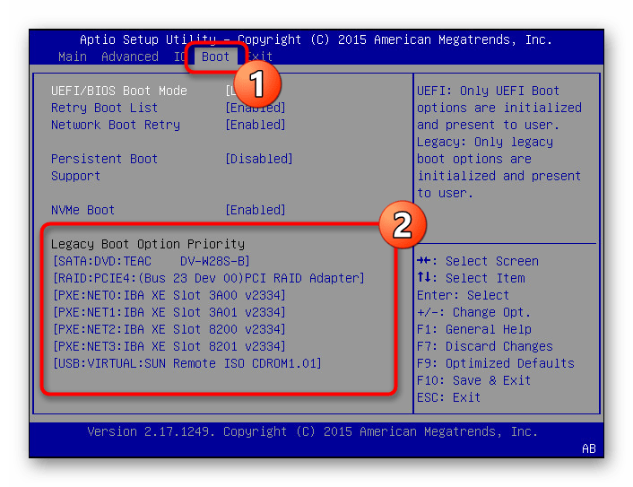 Настройка приоритета загрузки для решения проблем с выходом из BIOS в Windows 7