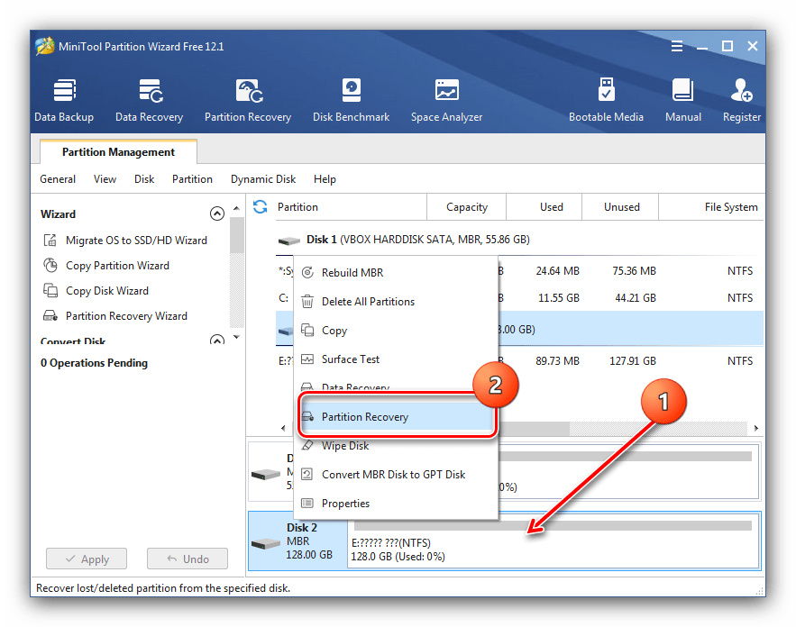 Начать восстановление раздела для решения проблем с распознаванием SSD в Windows 7