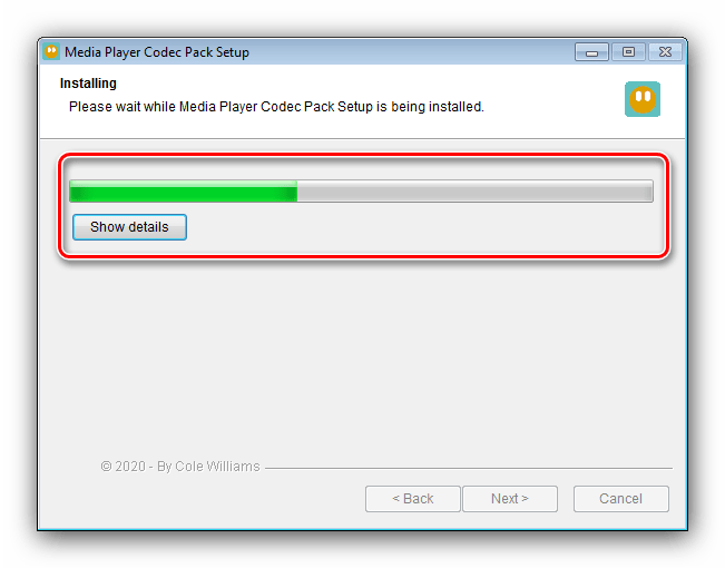 Процесс инсталляции Media Player Codec Pack для установки кодеков на Windows 7