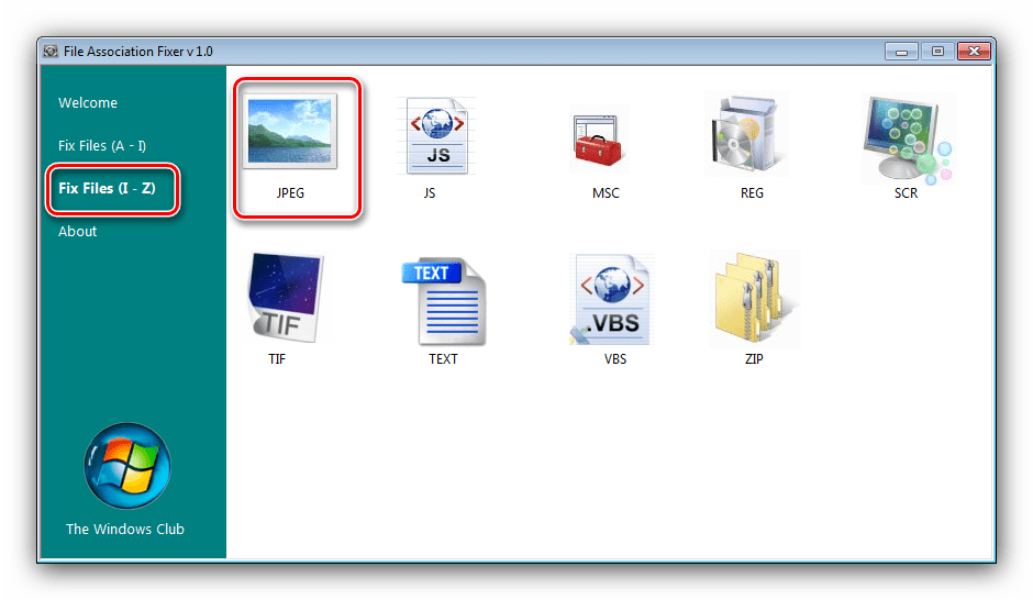 Открыть тип документа в File Association Fixer для изменения ассоциаций файлов в Windows 7