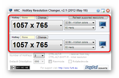 Настройка существующих профилей в программе HotKey Resolution Changer