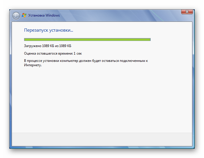 Процесс загрузки обновлений при переустановке Windows 7