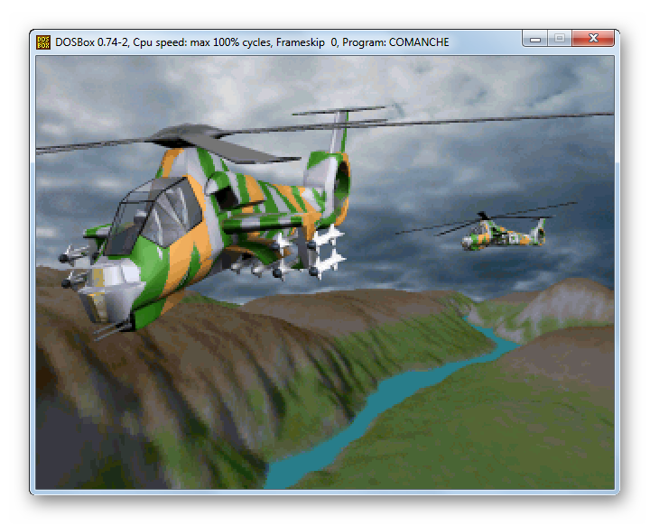 Игра запущена в эмуляторе DosBox на Рабочем столе в Windows 7
