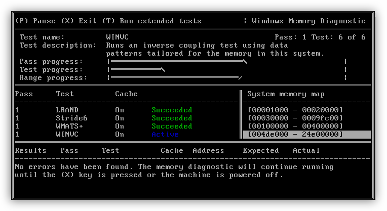 Проверка оперативной памяти в программе Windows Memory Diagnostic