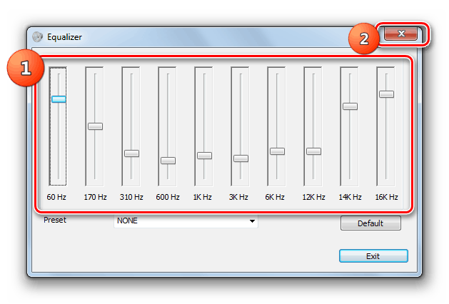 Настройка эквалайзера для наушников в Windows 7