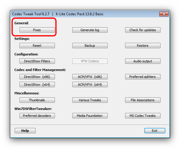 Получить доступ к исправлениям обновленных кодеков в Codec Tweak Tool