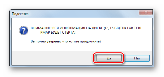 Подтверждения старта записи образа Windows 7 на флешку в диалоговом окне в программе UltraISO