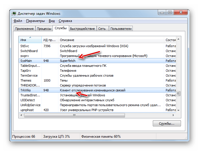 Службы которые больше всего грузят оперативную память в Диспетчере задач в Windows 7
