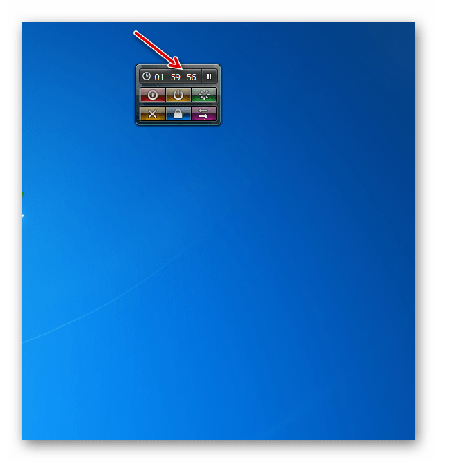 Таймер отключения компьютера запущен в гаджете System Shutdown в Windows 7