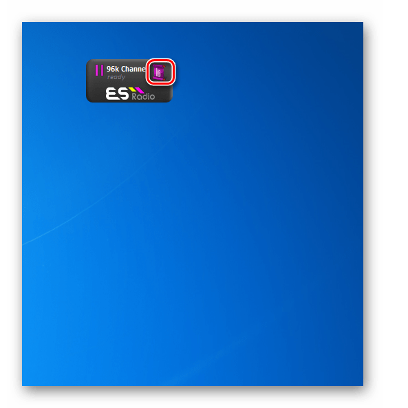 Переход к выбору радиостанции в гаджете ES-Radio на Рабочем столе в Windows 7