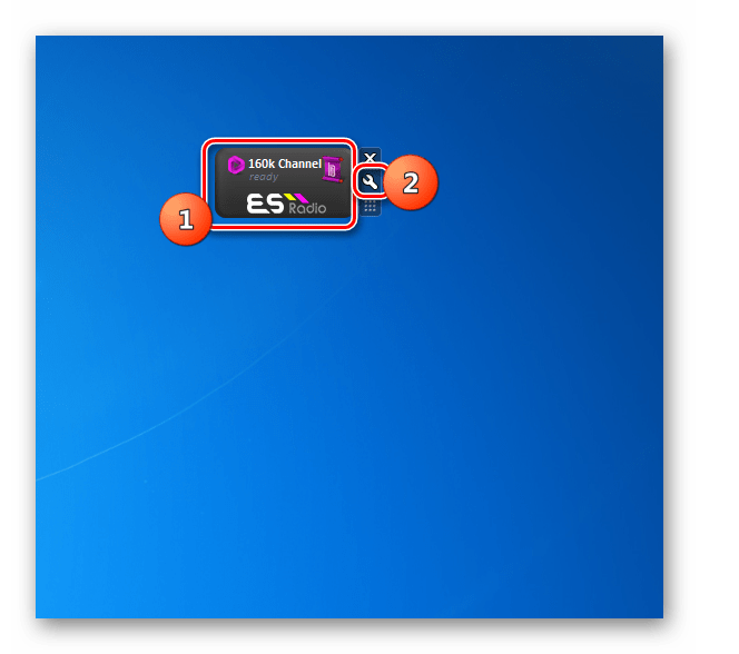 Переход в настройки гаджета ES-Radio на Рабочем столе в Windows 7