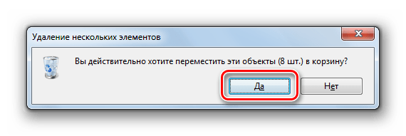 Подтверждение удаления содержимого папки SoftwareDistribution в диалоговом окне в Windows 7