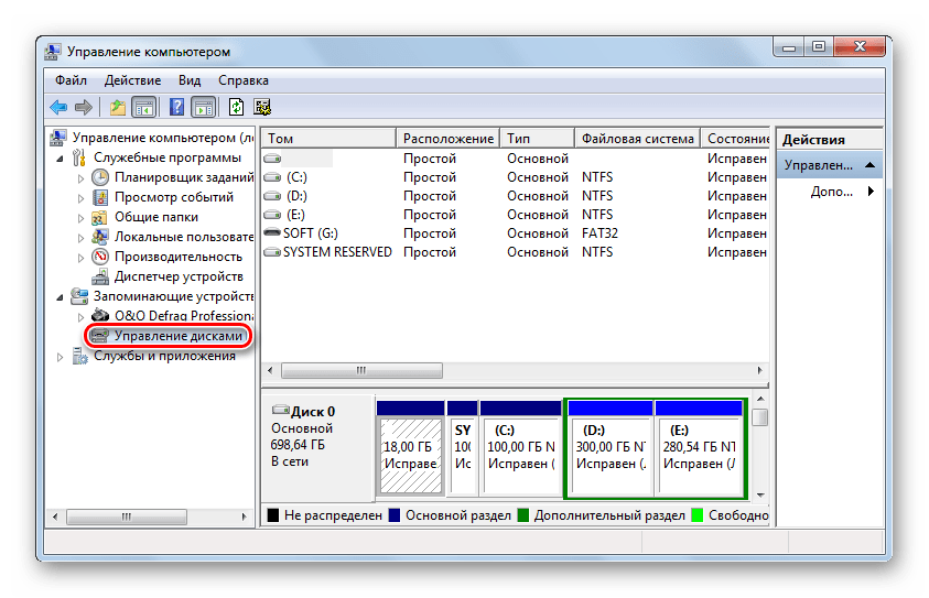 Управление дисками в Виндовс 7