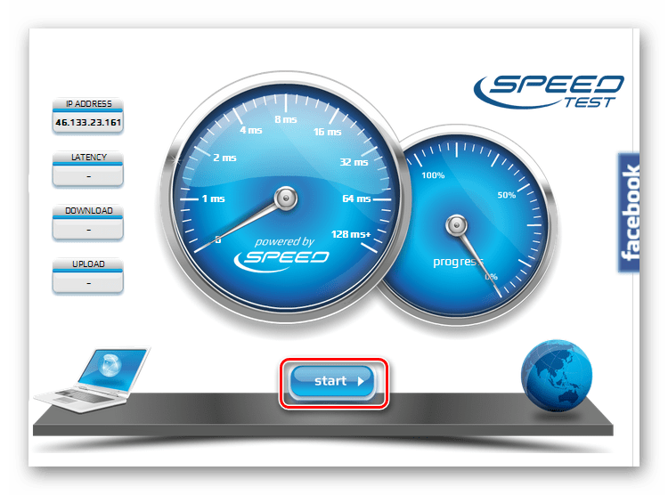 Начать тест скорости интернета на сайте voiptest.org