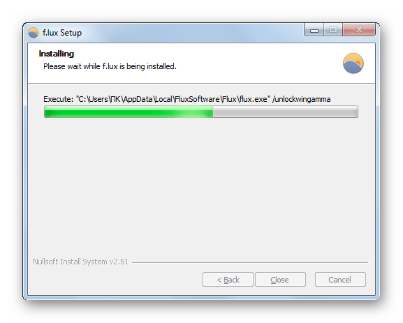 Установка программы F.lux в Windows 7