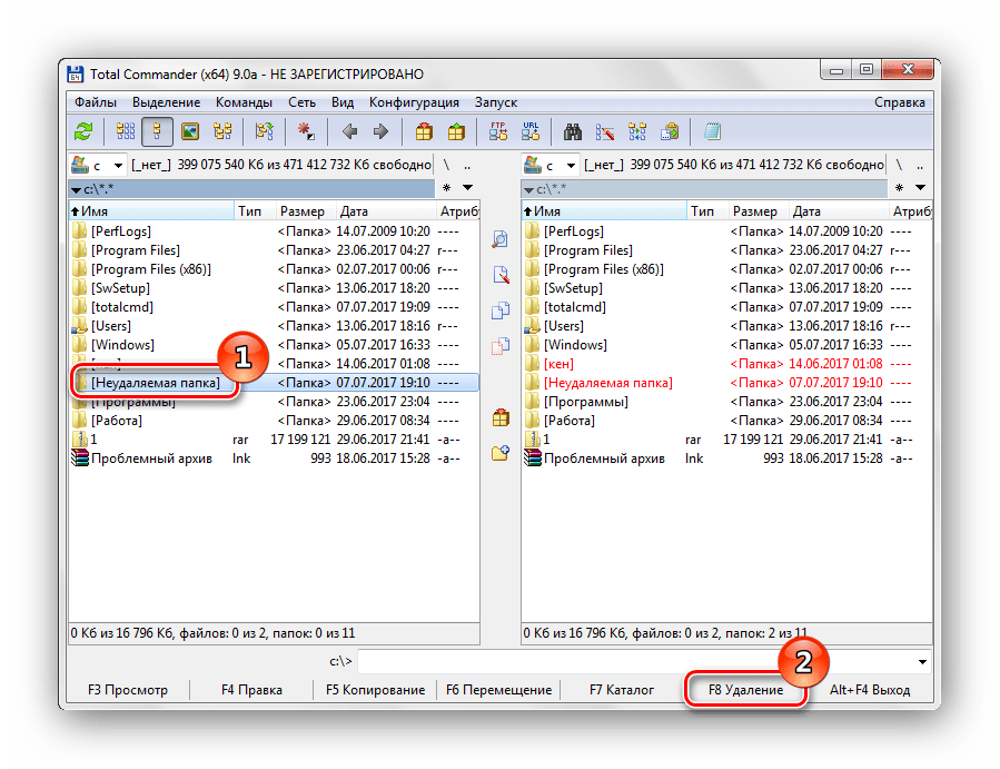 Удаляем неудаляемую папку в Total Commander Windows 7