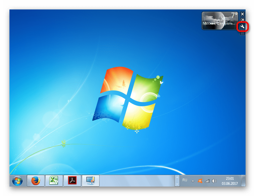 Переход в настройки гаджета погоды в Windows 7