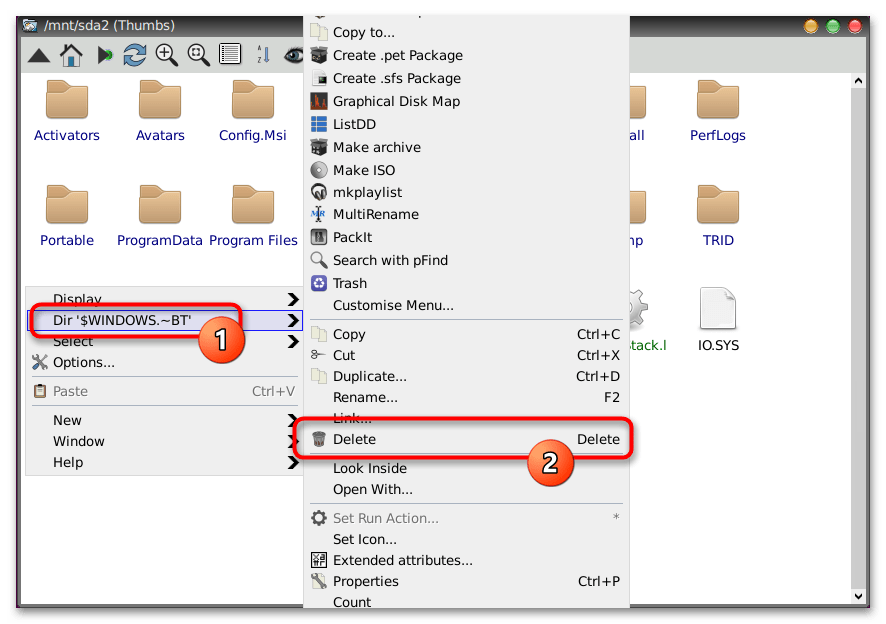 Как удалить папку WINDOWS BT-9