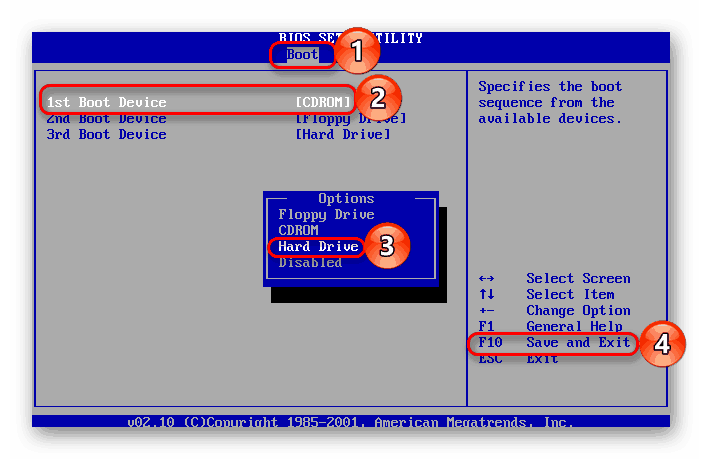 Установка жесткого диска загрузочным в BIOS