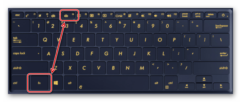 Использование кнопки F4 на клавиатуре ноутбука ASUS