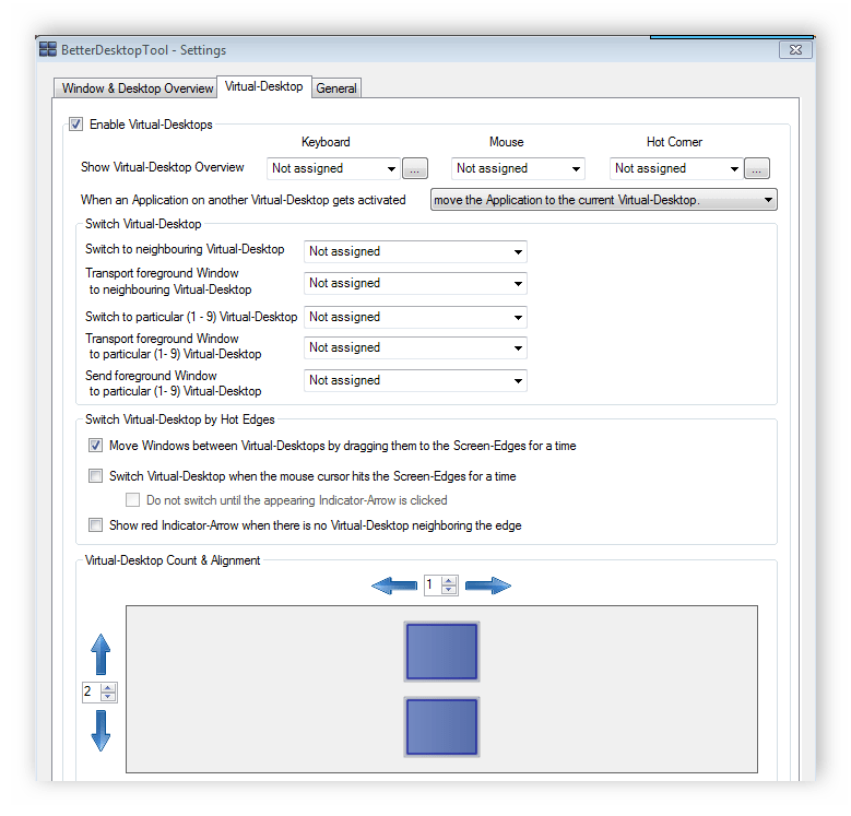 Настройка рабочих столов в программе BetterDesktopTool