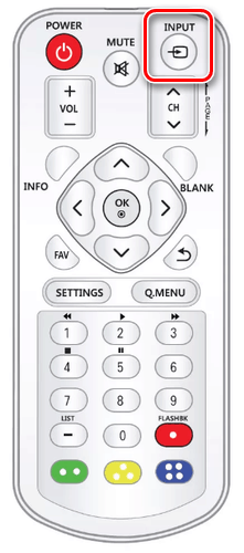 Использование кнопки Input на ПДУ телевизора
