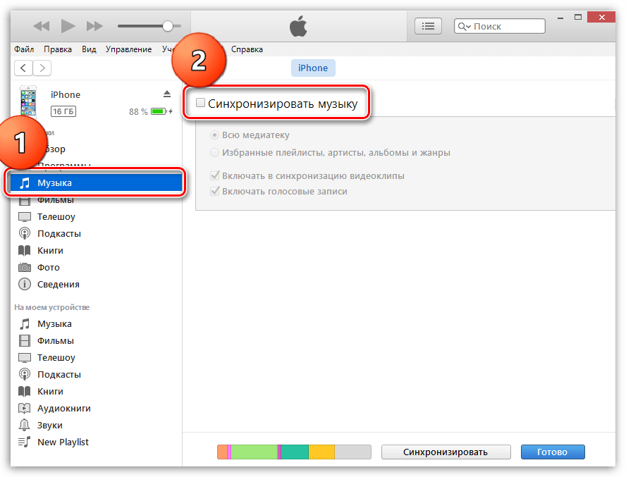 Процесс переноса музыки на iPhone через iTunes
