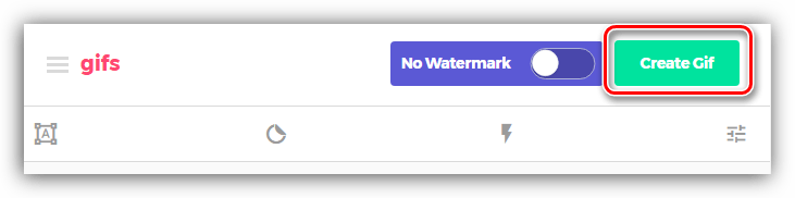 Кнопка create gif на сервисе gifs