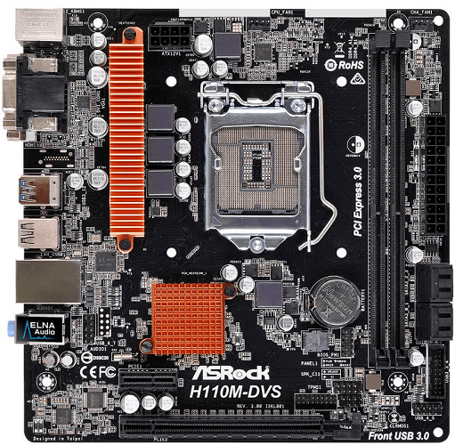 Общий вид материнской платы ASRock H110M-DGS