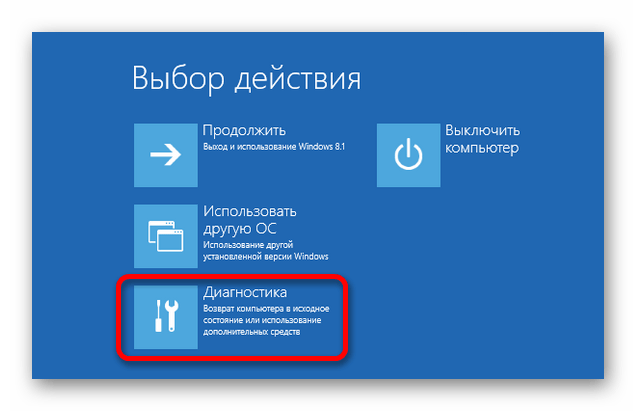 Процесс перехода к BIOS через средство диагностики неисправностей ОС Windows